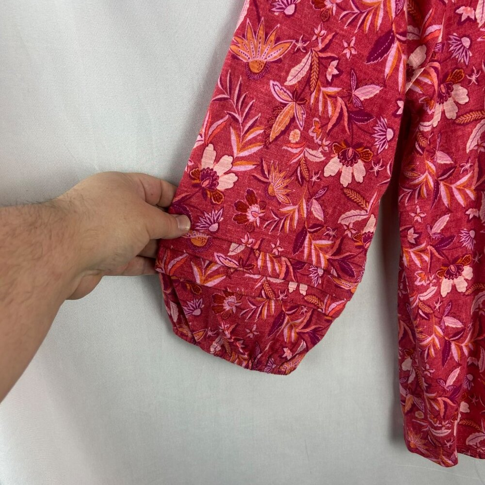 J Jill‎ Printed Convertible Shoulder Top Women Plus 2X Pink Floral 3/4 Sleeves - Picture 9 of 11